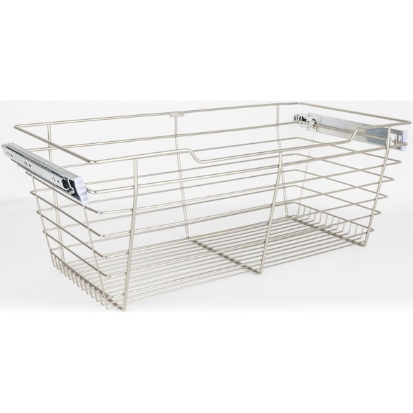 Hardware Resources Satin Nickel Closet Pullout Basket with Slides 16"Dx23"Wx11"H POB1-162311SN - main